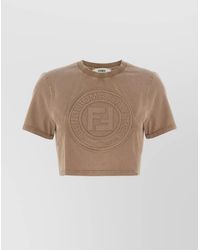 Fendi - Cotton Cropped Logo T-Shirt - Lyst