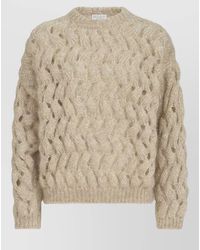 Brunello Cucinelli - Mohair Blend Sequin Cable Knit Sweater - Lyst