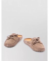 Tod's - Suede Leather Sabot Loafers - Lyst
