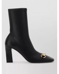 Gucci - Signora Leather Ankle Boots Square Toe - Lyst