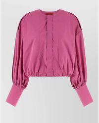 Thelatest - Diana Cropped Blouse Long Sleeves Cutouts - Lyst