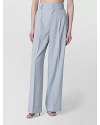 Alberta Ferretti - Wide Leg Trousers Cuffed Hem Buttons - Lyst
