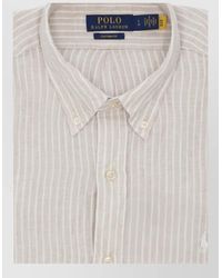 Ralph Lauren - Long Sleeve Striped Linen Cotton Shirt - Lyst