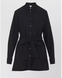 Loewe - Cotton Leather Belted Shirt - Lyst