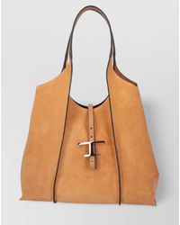 Tod's - Suede Top Handle Shoulder Bag Contrast Stitching - Lyst