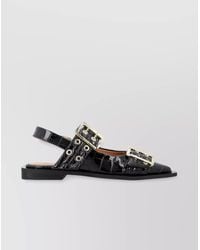 Ganni - Patent Buckle Slingback Ballerina Shoes - Lyst