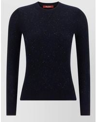 Max Mara - Silk Wool Ribbed Knit Long-Sleeve Sweater - Lyst