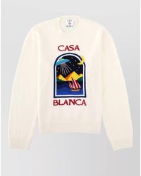 CASABLANCA - Crew Neck Graphic Knit Long Sleeve Sweater - Lyst