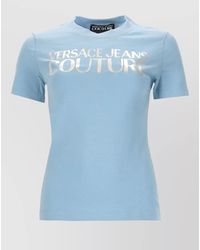 Versace Jeans Couture - Short Sleeve Crew Neck Branded Top - Lyst