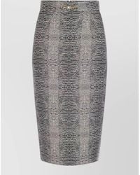 Elisabetta Franchi - Mesh Sleeve Midi Dress Textured Sheer Neckline - Lyst