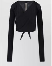 Rick Owens - Long Sleeve Wrap Knit With Tie Detail - Lyst