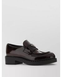 Prada - Leather Loafers Glossy Finish Round Toe - Lyst