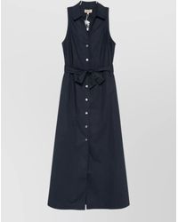 Woolrich - Cotton Shirt Dress Sleeveless Midi Bow Waist - Lyst
