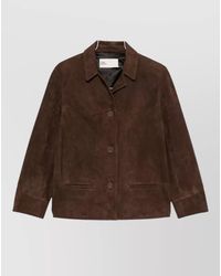 Tory Burch - Suede Leather Single-Breasted Coat - Lyst