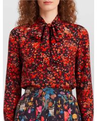 Gucci - Silk Printed Pleated Midi Skirt - Lyst