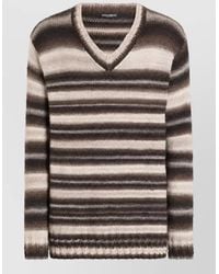 Dolce & Gabbana - Striped V-Neck Long-Sleeve Sweater - Lyst