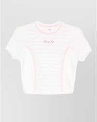 CASABLANCA - Cropped Knit Top Crew Neck Contrast Trim - Lyst