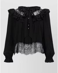 Self-Portrait - Lace Ruffled Blouse - Lyst