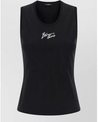 Balmain - Cotton Relaxed-Fit Logo-Print Tank Top - Lyst