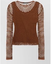 Alberta Ferretti - Mesh Top With Long Sleeves And Round Neck - Lyst
