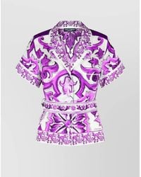 Dolce & Gabbana - Silk Maiolica Print Short-Sleeve Shirt - Lyst