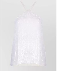 P.A.R.O.S.H. - Sequined Halterneck Sleeveless Top - Lyst