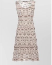 D.exterior - Knit Dress Above Knee Geometric Pattern - Lyst