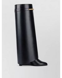 Givenchy - Leather Shark Pinch Knee-High Wedge Boots - Lyst