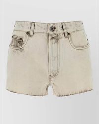 Miu Miu - Denim Shorts Belt Loops Frayed Hem Pockets - Lyst