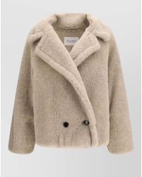 Max Mara - Double Breasted Faux Fur Long Coat - Lyst