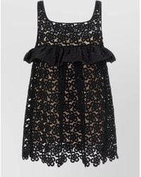 Miu Miu - Macramé Mini Dress Square Neckline - Lyst