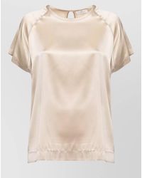 Panicale - Keyhole Neck Short Sleeve Lightweight Blouse Top - Lyst