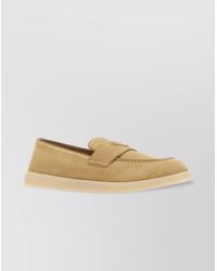 Prada - Suede Loafers With Rubber Sole And Stitch Detailing - Lyst