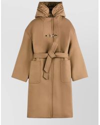 Fay - Quilted Hooded Belted Long Coat - Lyst