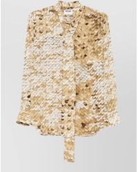 Moschino - Sequin Sheer Long Sleeve V Neck Top - Lyst