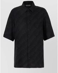 Balenciaga - Viscose Oversized Logo Print Short Sleeve Shirt - Lyst