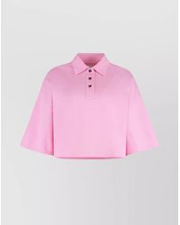 Bottega Veneta - Short Sleeve Cropped Polo Shirt - Lyst