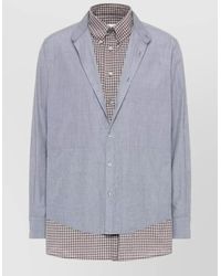 Maison Margiela - Cotton Checked Band Collar Long-Sleeve Shirt - Lyst