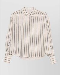 Brunello Cucinelli - Linen Striped Relaxed-Fit Long-Sleeve Shirt - Lyst