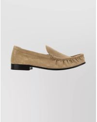 Miu Miu - Suede Loafers With Round Toe And Texture - Lyst