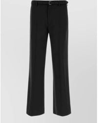 Dries Van Noten - Wool Wide Leg Tailored Pants Belted Waist - Lyst