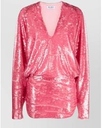 The Attico - Sequined V-Neck Long-Sleeve Mini Dress - Lyst