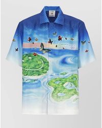 CASABLANCA - Silk Printed Cuban-Collar Short-Sleeve Shirt - Lyst