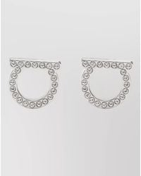 Ferragamo - Gancini Crystal Circular Stud Earrings - Lyst