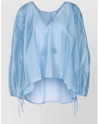 ERMANNO FIRENZE - Loose Blouse Top Ruched Sleeves Tassel Ties - Lyst