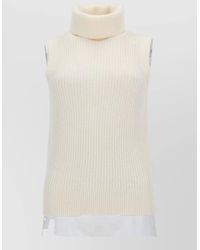 Michael Kors - Knit Turtleneck Top Sleeveless Ribbed Texture - Lyst
