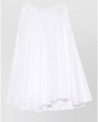 Tory Burch - Cotton Skirt Broderie Anglaise Flared Cut Floral - Lyst
