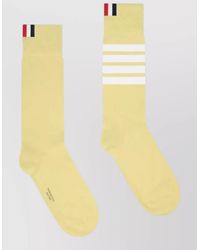 Thom Browne - Mid Calf Cotton Socks Stripe Detail - Lyst