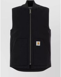 Carhartt - Sleeveless Cotton Vest With Ribbed Collar And Pockets - Lyst