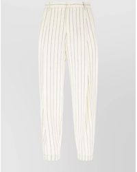 Dolce & Gabbana - Embroidered Linen Blend Straight-Leg Trousers - Lyst